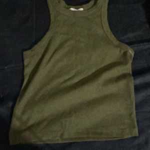 Green Cropped Tank Top